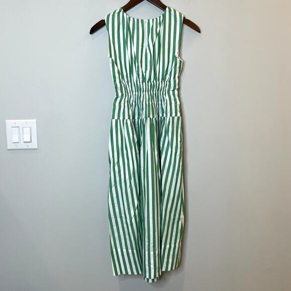 J.Crew Hyacinth Dress Striped Cotton Poplin Smocked Holiday CI932 Bright Clover - Picture 7 of 14